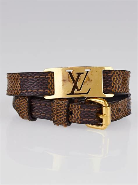 louis vuitton sign it bracelet brown damier canvas. size 19|louis vuitton damier canvas bracelet.